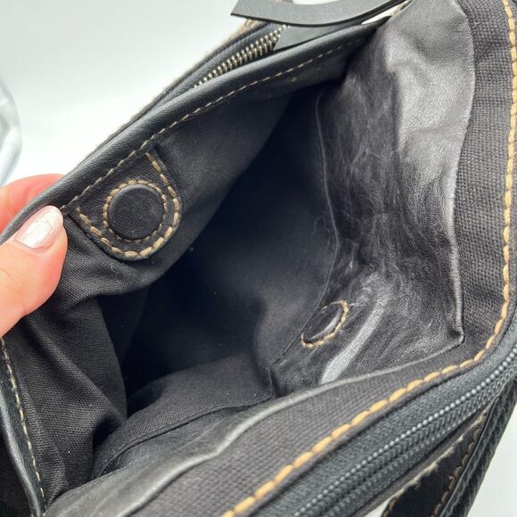 Fossil Black Leather and Canvas Crossbody Bag - Picture 5 of 12